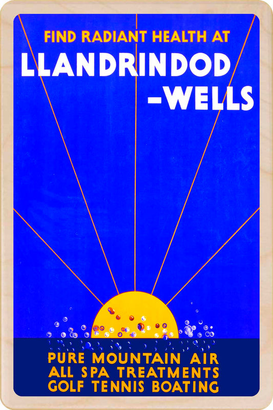 Llandrindod Wells, Wales - Wooden Postcard featuring an original vintage travel poster from ©National Railway Museum