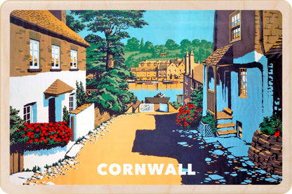Cornwall - Wooden Postcard featuring an original vintage travel poster