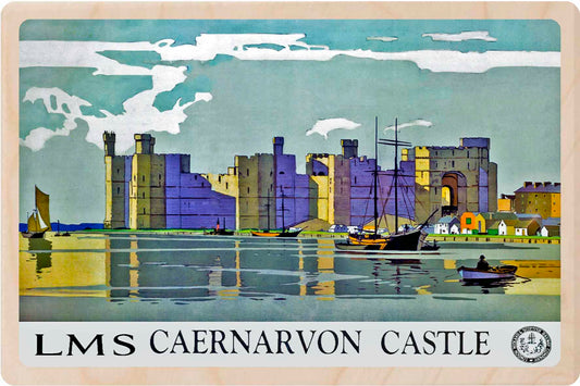 Caernarvon, Wales - Wooden Postcard featuring an original vintage travel poster from ©National Railway Museum