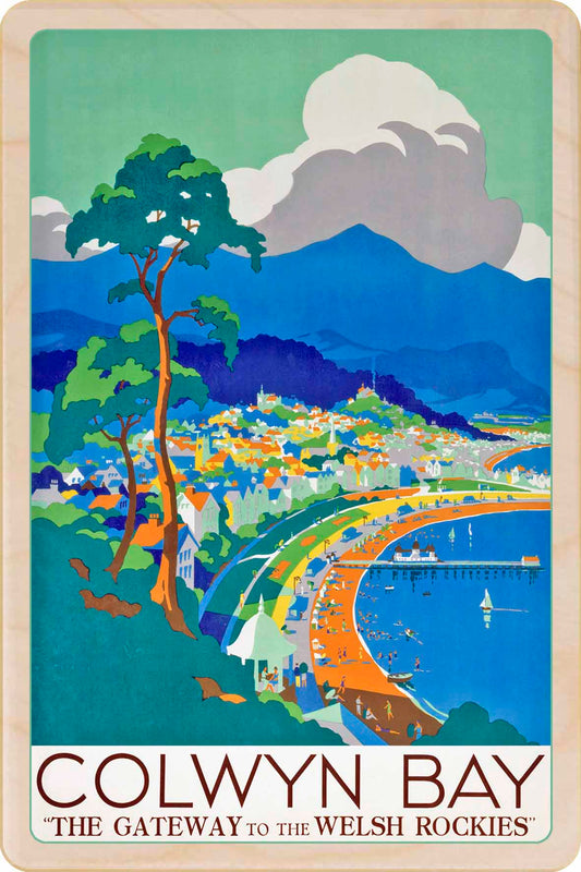 Colwyn Bay, Wales - Wooden Postcard featuring an original vintage travel poster from ©National Railway Museum