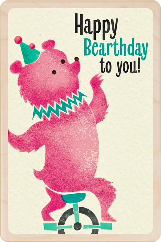 Birthday Wooden Postcard - Send a smile with this lovely retro-style birthday card printed on sustainable wood. The Wooden Postcard Company