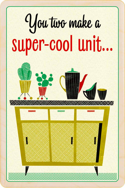 You Two Make a Super Cool Unit - Sustainable Wedding or Anniversary Wooden postcard