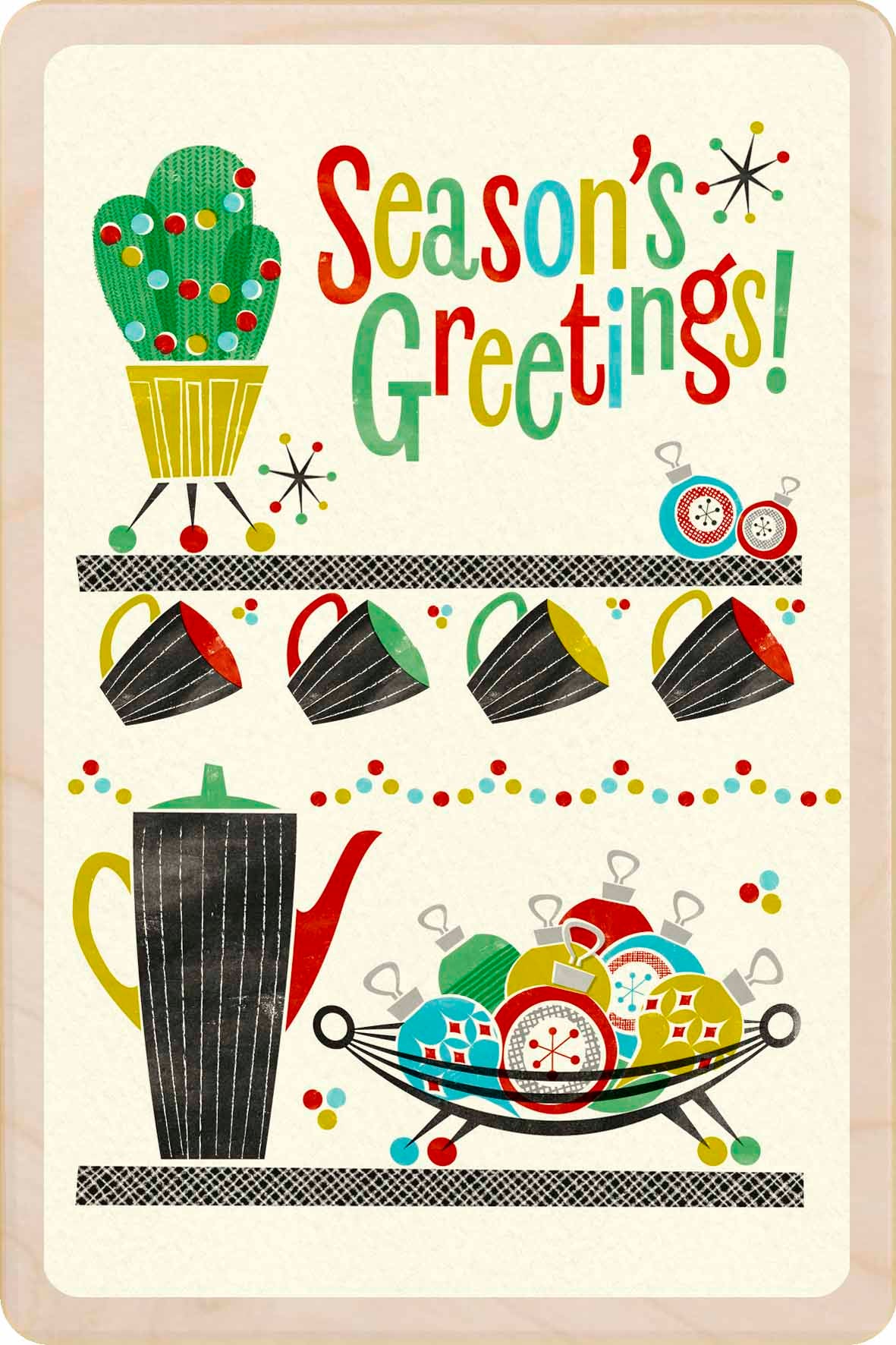 Season's Greetings – Christmas card - Wooden Postcard

Original Christmas illustration printed on sustainable wood. A beautiful card to send, display, or tuck into a stocking.