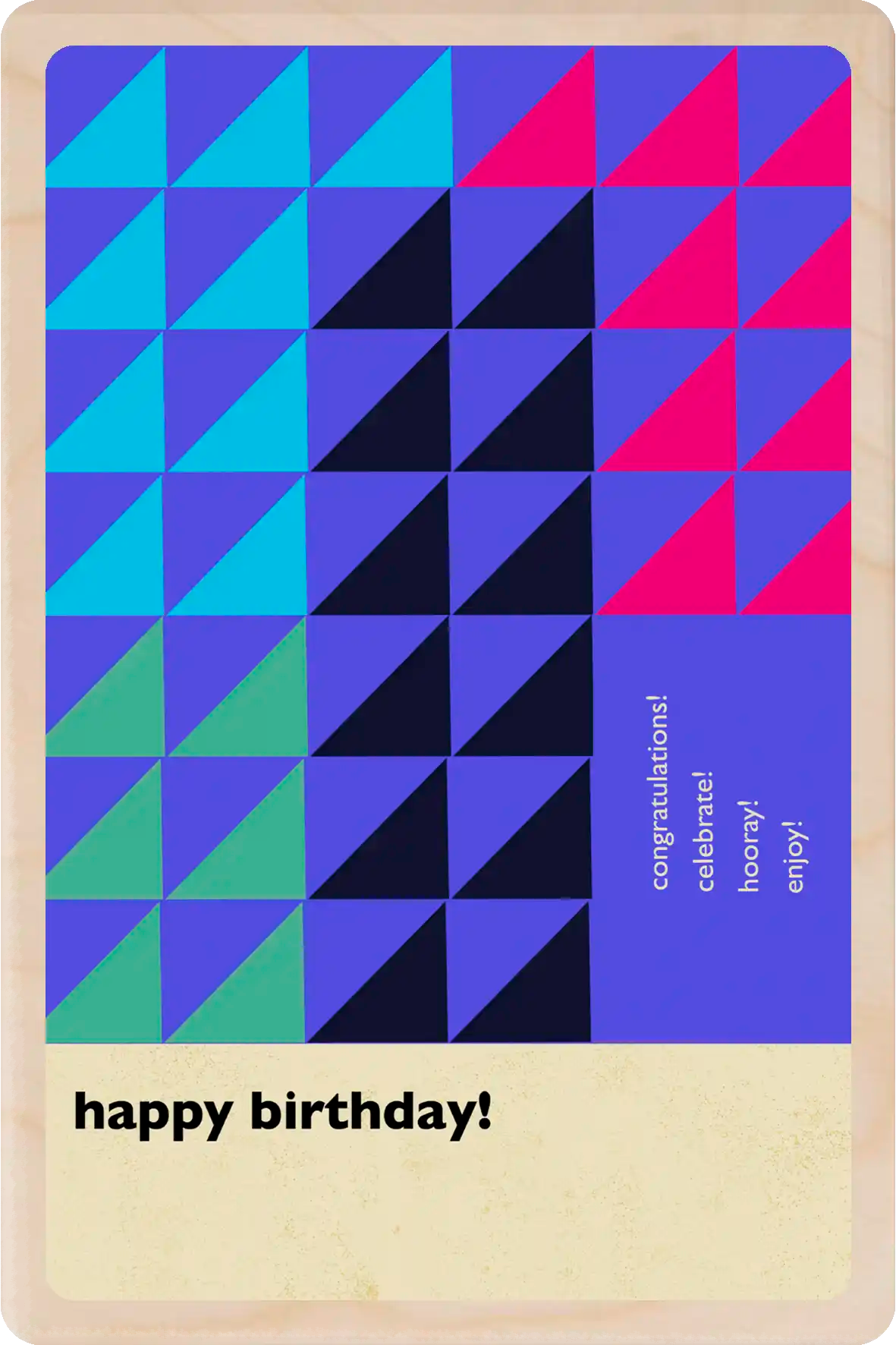 men's birthday card - Mid century colours - The Wooden postcard Company