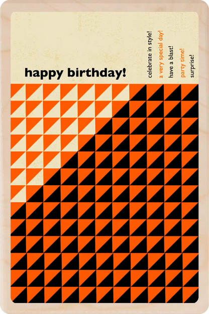 Birthday card for men – Wooden Birthday card.
A joyful, vibrant card with a mid-century flavour. The Wooden postcard Company