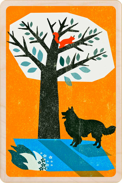 Border Collie wooden postcard by The Wooden Postcard Company. Original illustration by Rocket68 of a Border Collie dog.