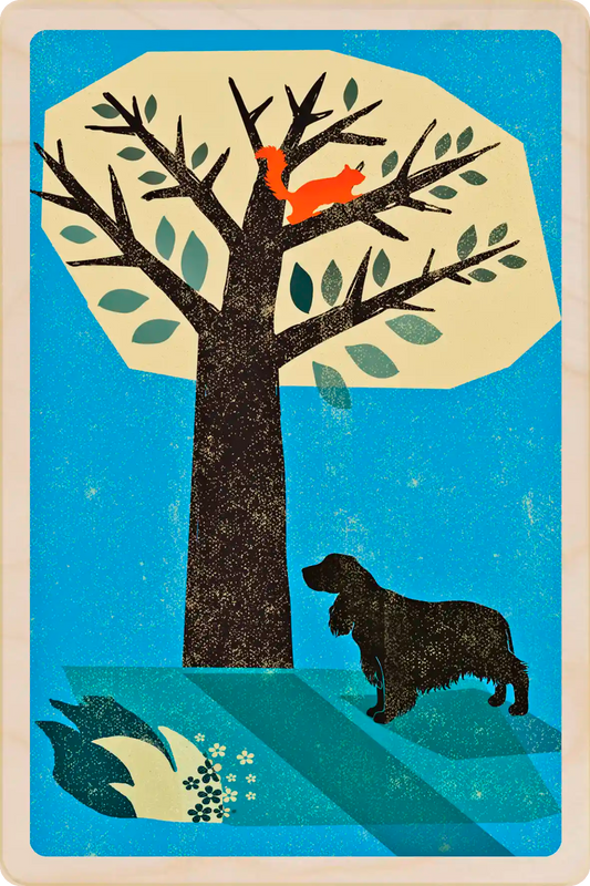 Cocker Spaniel wooden postcard by The Wooden Postcard Company. Original illustration by Rocket68 of a Cocker Spaniel dog.
