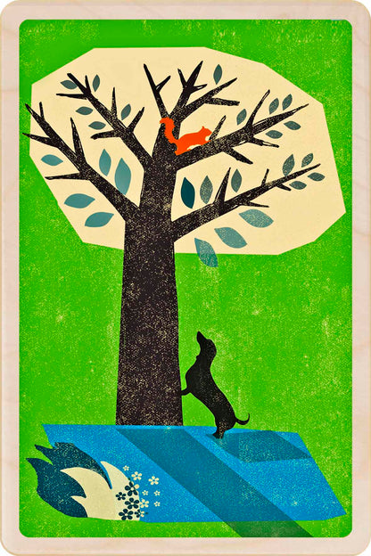 Dachshund wooden postcard by The Wooden Postcard Company. Original illustration by Rocket68 of a Dachshund dog.