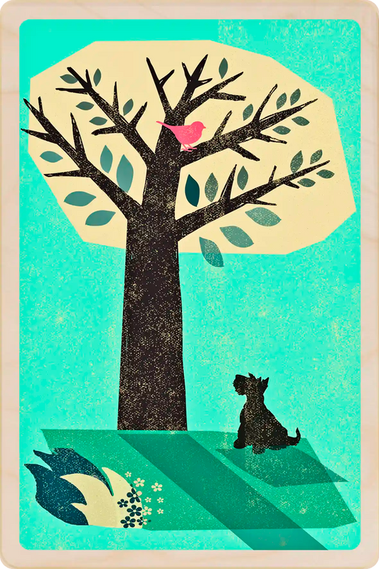 Fox Terrier wooden postcard by The Wooden Postcard Company. Original illustration by Rocket68 of a Fox Terrier dog.