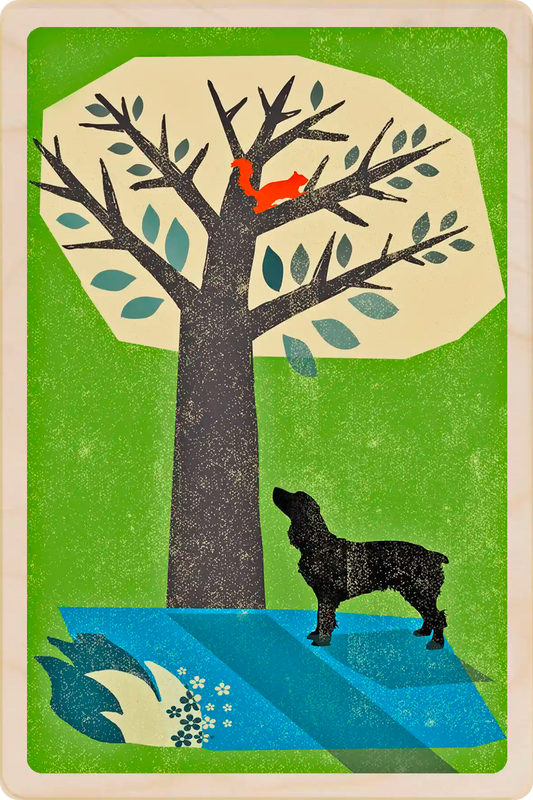 Spaniel wooden postcard by The Wooden Postcard Company. Original illustration by Rocket68 of a Spaniel dog.