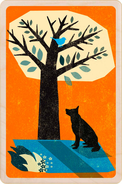 German Shepherd wooden postcard by The Wooden Postcard Company. Original illustration by Rocket68 of a German Sheperd dog.