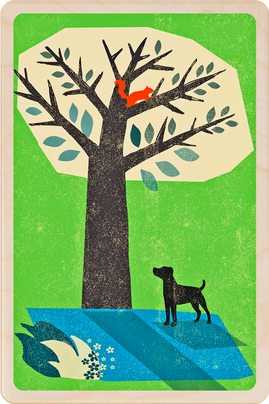 Jack Russel wooden postcard by The Wooden Postcard Company. Original illustration by Rocket68 of a Jack Russel dog.