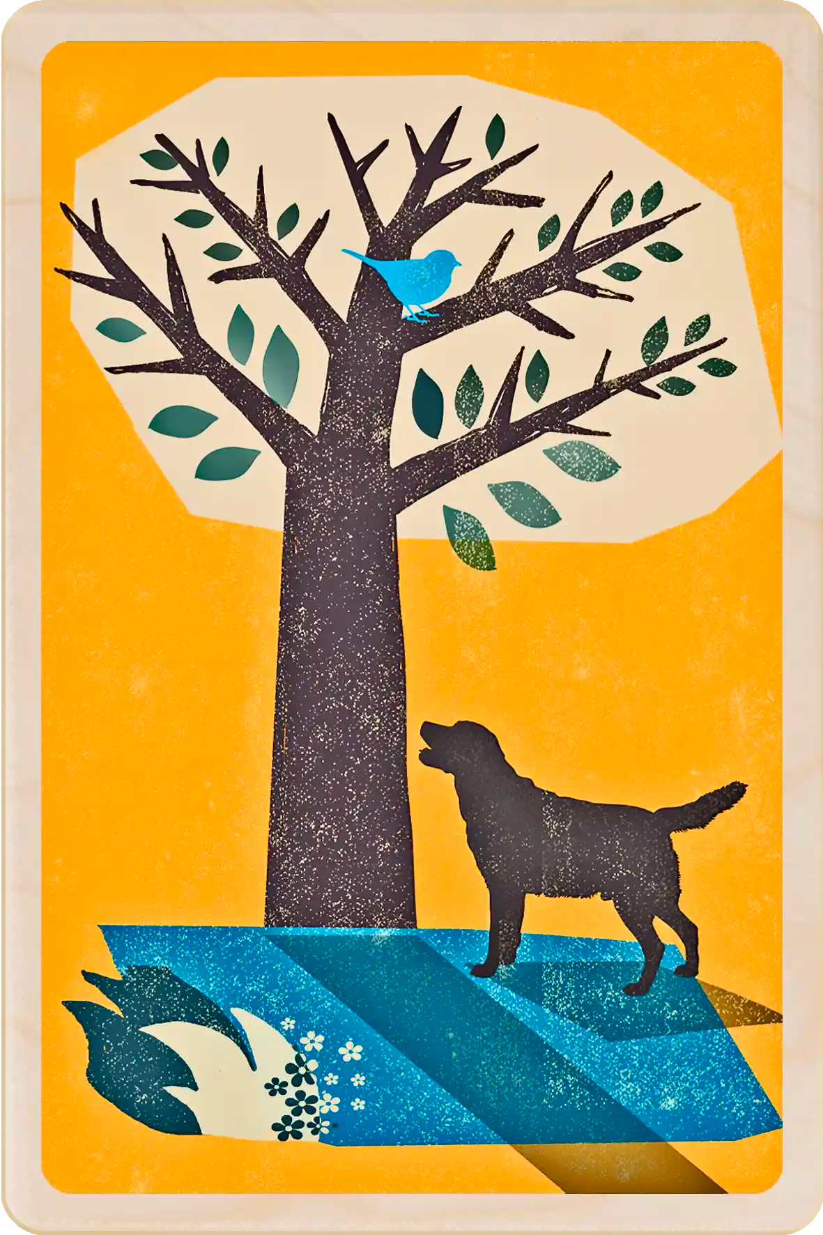 Retriever wooden postcard by The Wooden Postcard Company. Original illustration by Rocket68 of a Retriever dog.