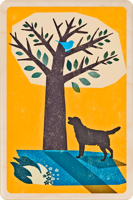 Retriever wooden postcard by The Wooden Postcard Company. Original illustration by Rocket68 of a Retriever dog.