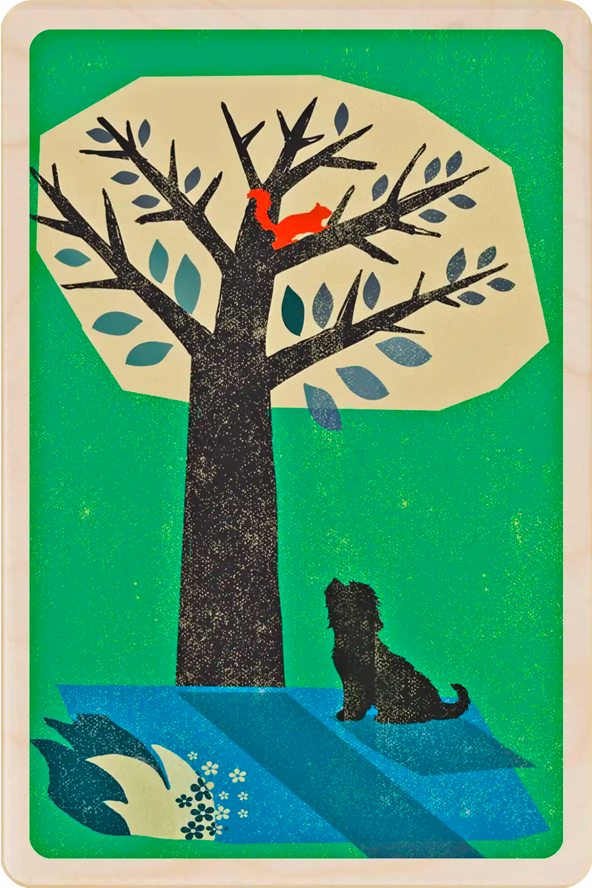 Scruff wooden postcard by The Wooden Postcard Company. Original illustration by Rocket68 of a Scruffy dog.