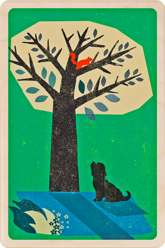 Scruff wooden postcard by The Wooden Postcard Company. Original illustration by Rocket68 of a Scruffy dog.