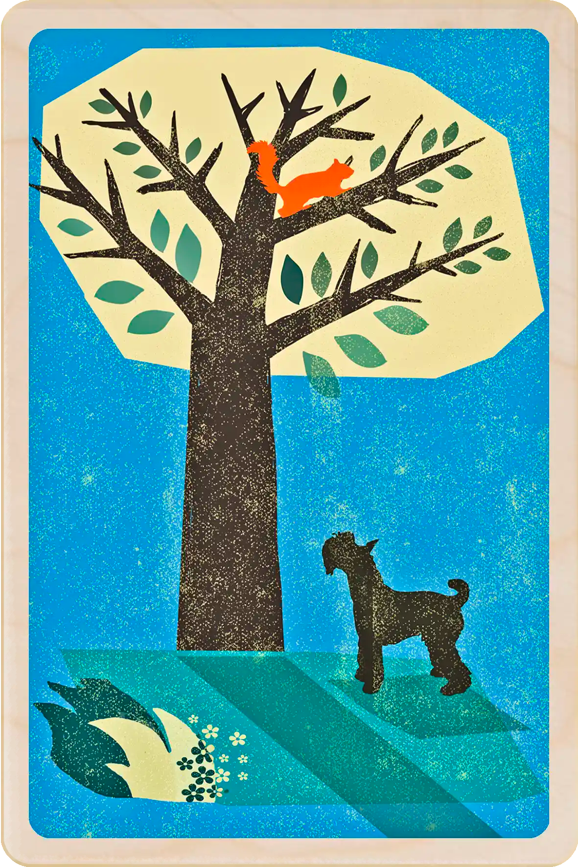 Schnauzer wooden postcard by The Wooden Postcard Company. Original illustration by Rocket68 of a Schnauzer dog.