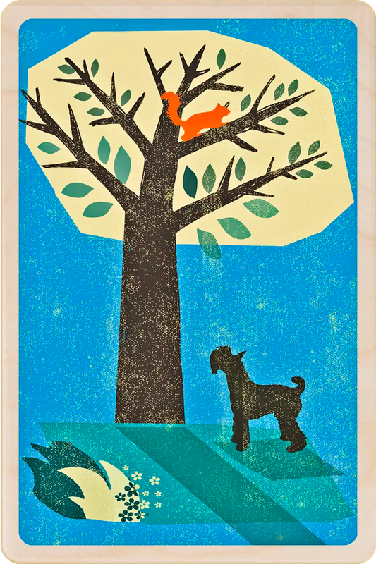 Schnauzer wooden postcard by The Wooden Postcard Company. Original illustration by Rocket68 of a Schnauzer dog.