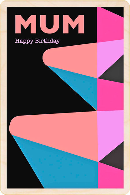 Mum Birthday card, mid-century design. Sustainable wood gift by The Wooden Postcard Company. Made in Suffolk since 2012.