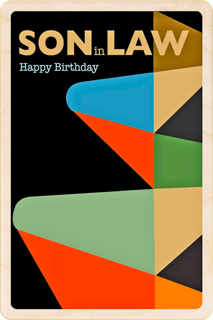 Son-in-Law Birthday card – Mid-Century Inspired - The Wooden Postcard Company