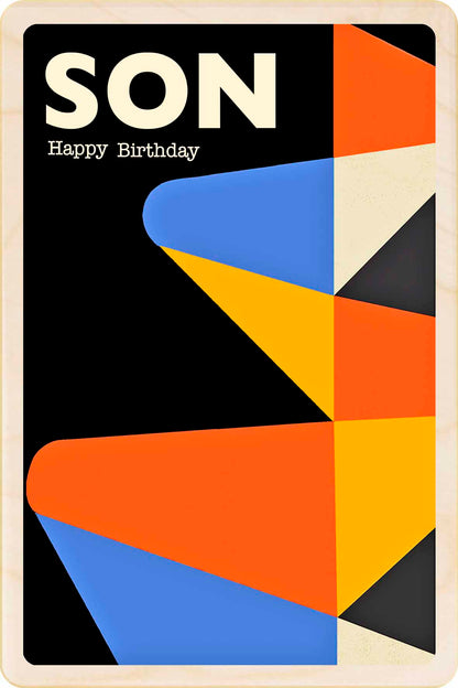 Son Birthday card – Mid-Century Inspired - The Wooden Postcard Company