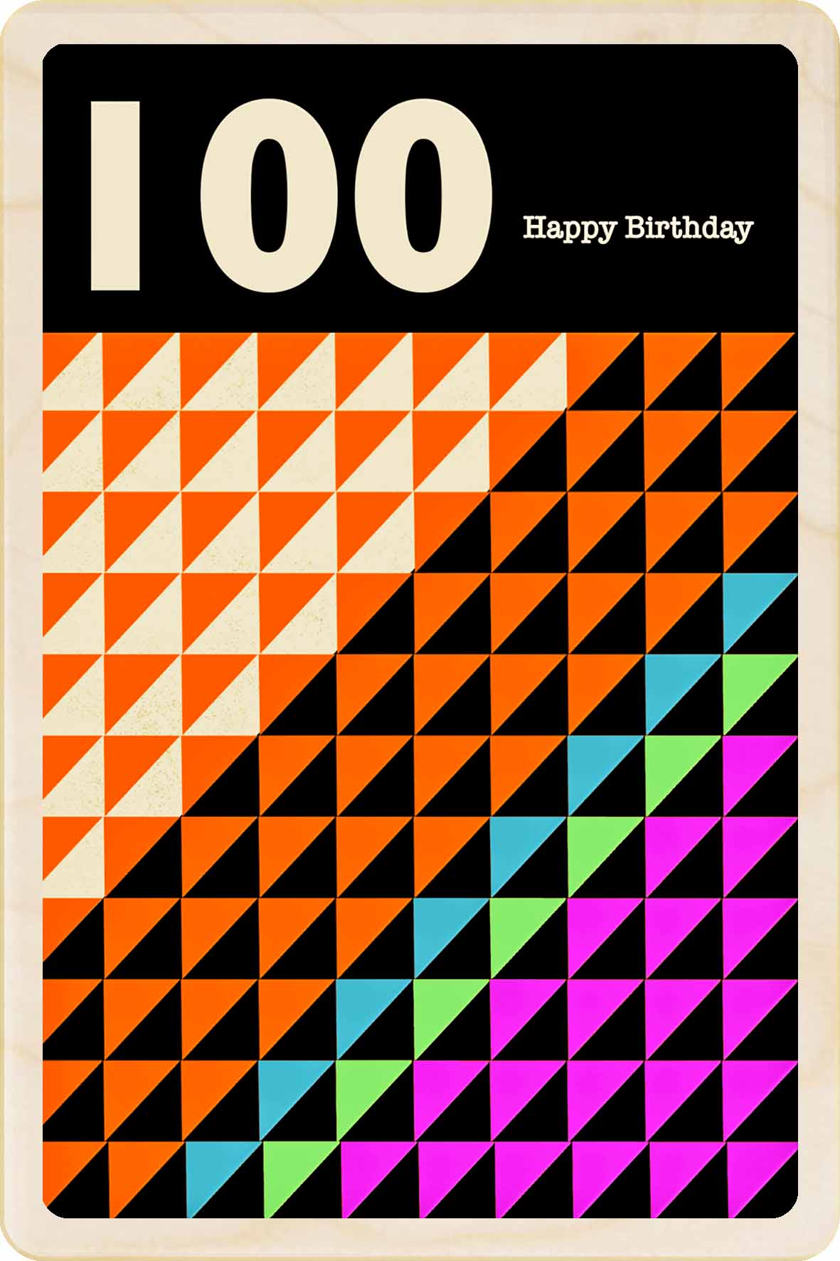100th Birthday card – Mid-Century Inspired - The Wooden Postcard Company