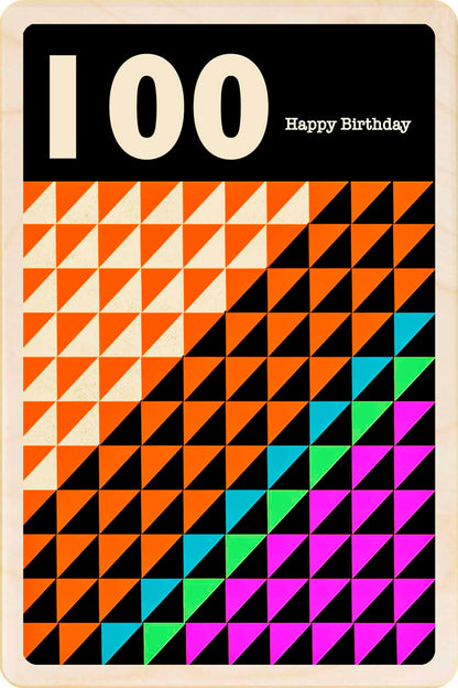 100th Birthday card – Mid-Century Inspired - The Wooden Postcard Company