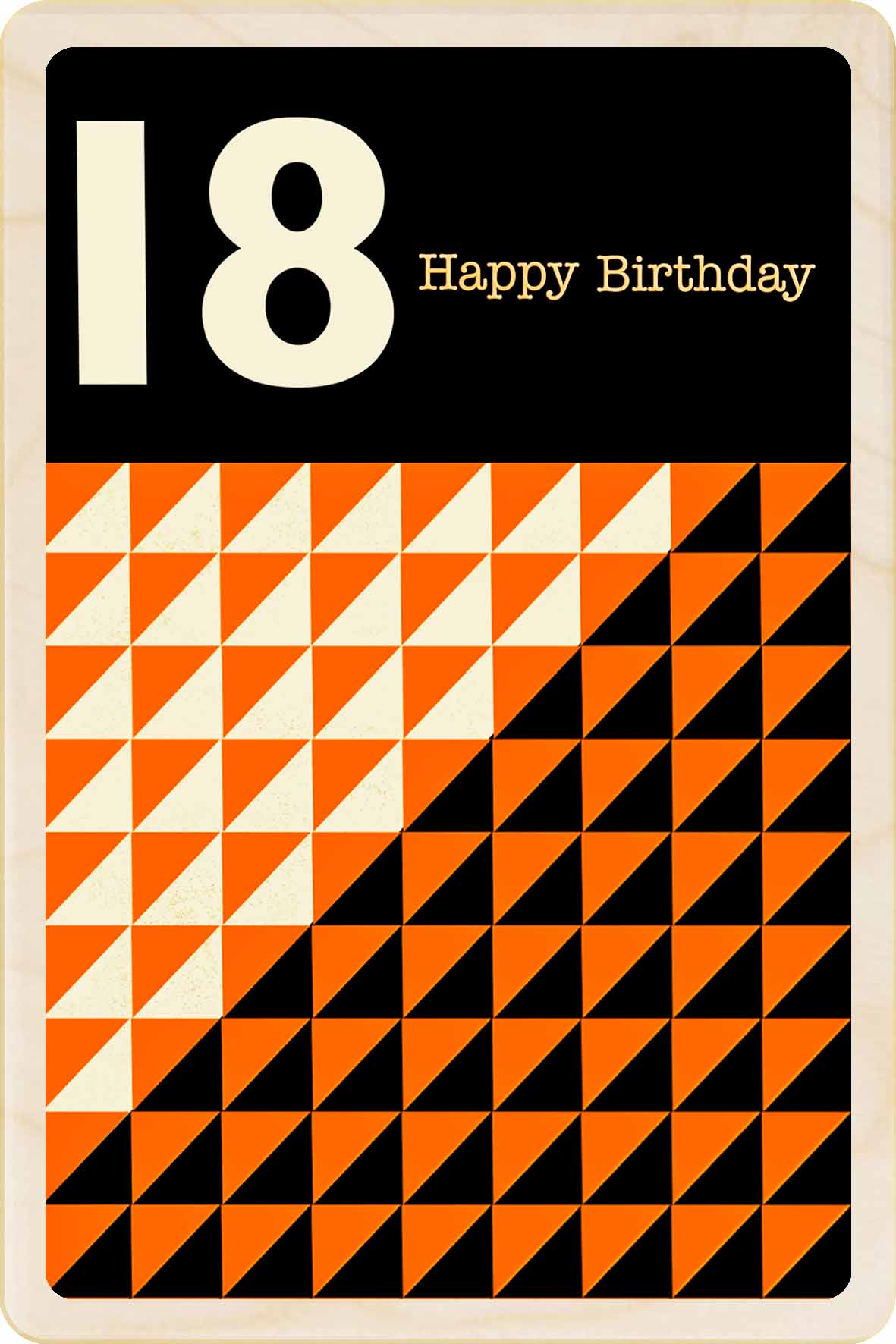 18th Birthday card – Mid-Century Inspired - The Wooden Postcard Company