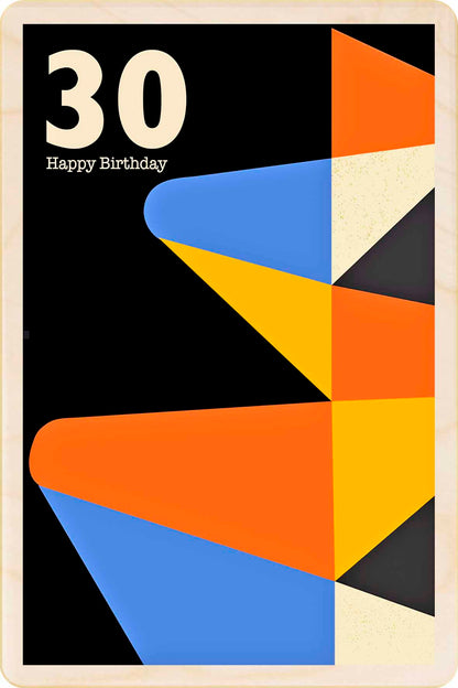 30th Birthday card – Mid-Century Inspired - The Wooden Postcard Company