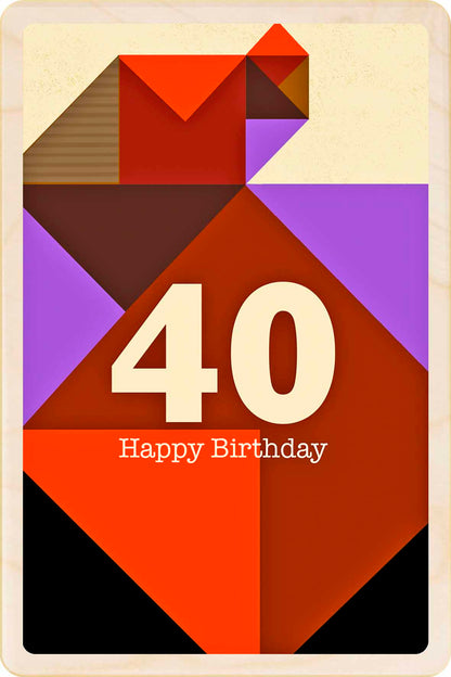 40th Birthday card – Mid-Century Inspired - The Wooden Postcard Company