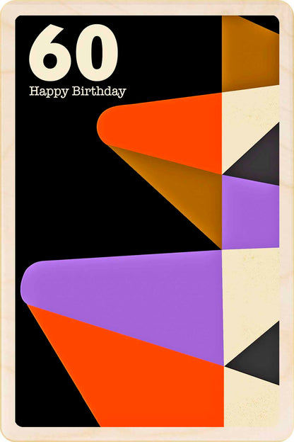60th Birthday card – Mid-Century Inspired - The Wooden Postcard Company