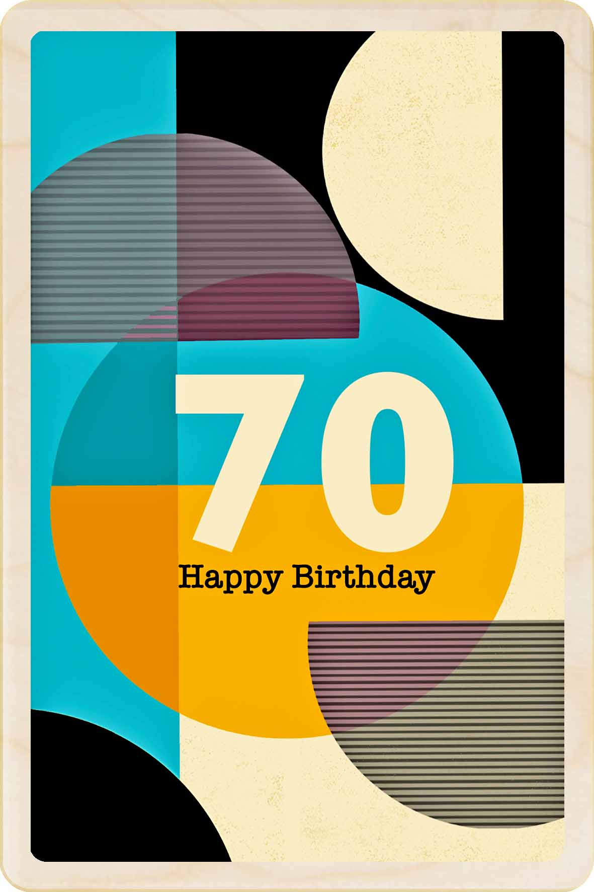 70th Birthday card – Mid-Century Inspired - The Wooden Postcard Company