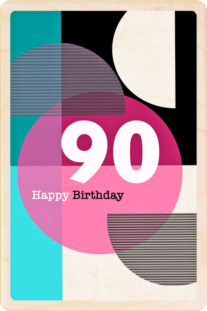 90th Birthday card – Mid-Century Inspired - The Wooden Postcard Company