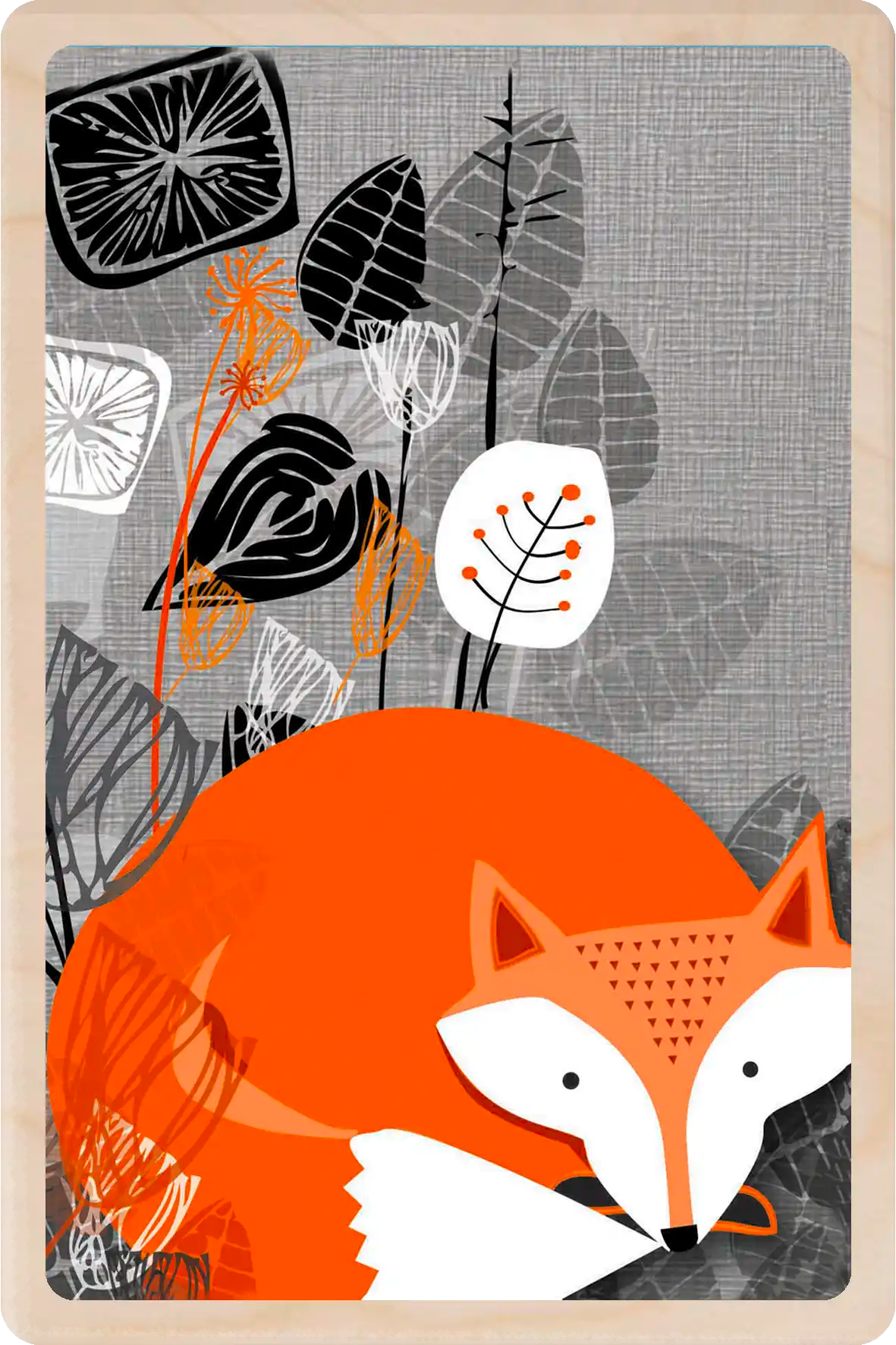 Sleeping Fox, Wooden Postcard to send and to keep. The Wooden postcard Company.