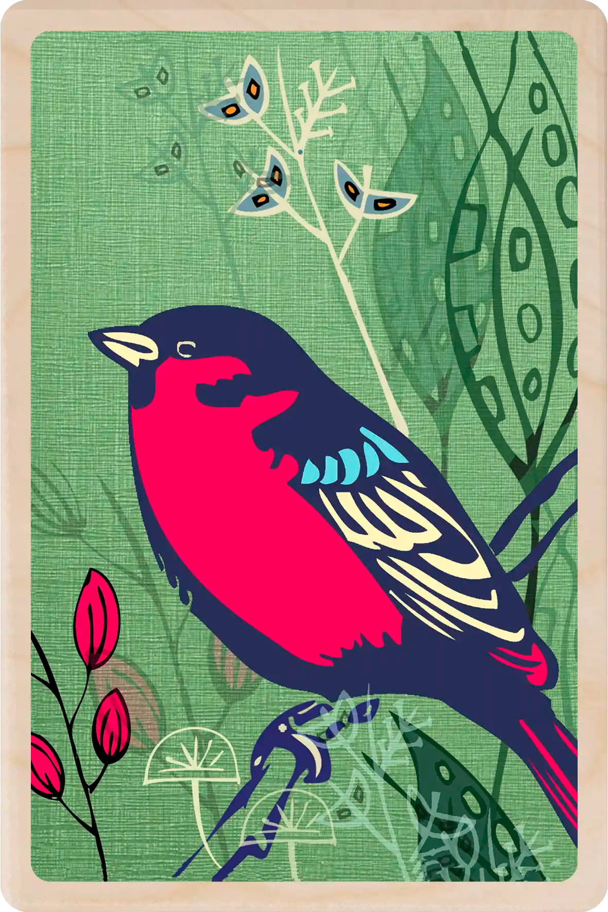 Red Robin, Wooden Postcard to send and to keep. The Wooden postcard Company.