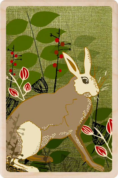 Hare, Wooden Postcard to send and to keep. The Wooden postcard Company.