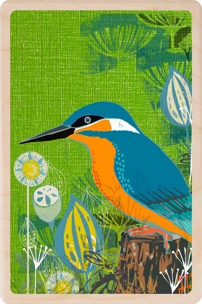 Kingfisher, Wooden Postcard to send and to keep. The wooden Postcard Company