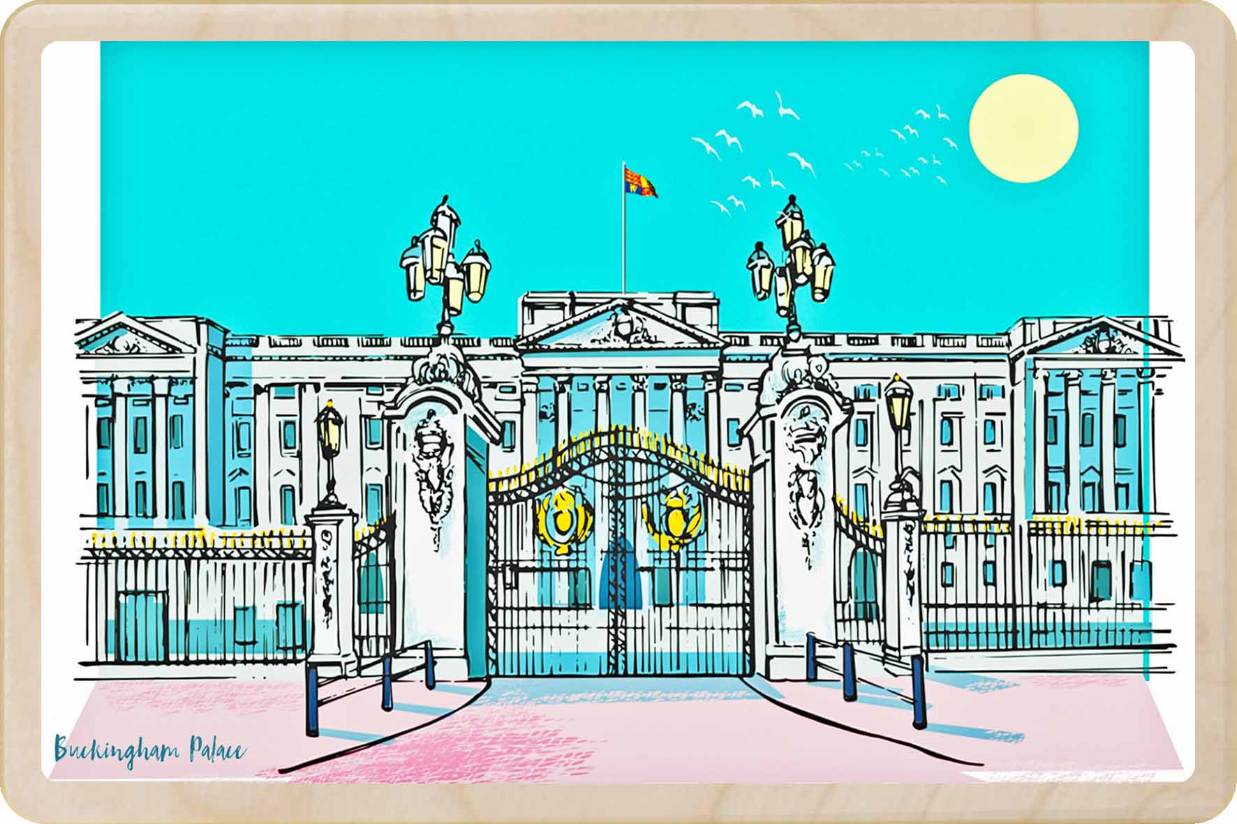 Buckingham Palace, London - Wooden Postcard to send and to keep. An original, award-winning illustration;by ©Rocket68, inspired by iconic London landmarks.