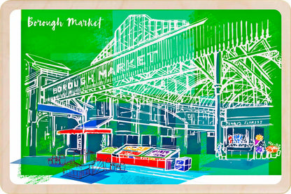 London Borough Market Wooden Postcard

Printed on premium, sustainably sourced wood, to be mailed, gifted, or collected; the perfect keepsake. The Wooden Postcard Company