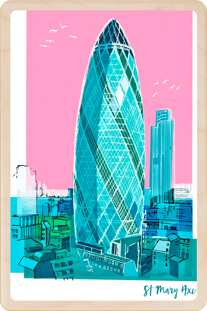 London The Gherkin  Wooden Postcard
The Wooden Postcard Company
Printed on premium, sustainably sourced wood, to be mailed, gifted, or collected; the perfect keepsake.