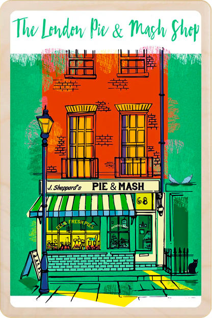 London Pie &amp; Mash Shop Wooden Postcard
The Wooden Postcard Company
A true London institution! The traditional East End pie and mash shop. Printed on premium, sustainably sourced wood, to be mailed, gifted, or collected; the perfect keepsake for lovers of authentic British culture.