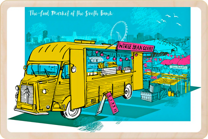 London South Bank Food Market Wooden Postcard

Printed on premium, sustainably sourced wood, to be mailed, gifted, or collected; the perfect keepsake. The Wooden Postcard Company