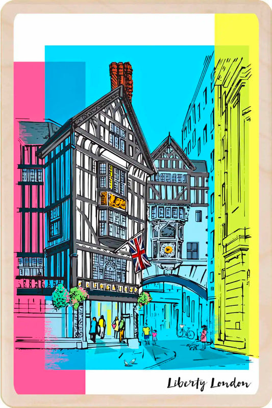 London Liberty's Wooden Postcard

Printed on premium, sustainably sourced wood, to be mailed, gifted, or collected; the perfect keepsake. The Wooden Postcard Company