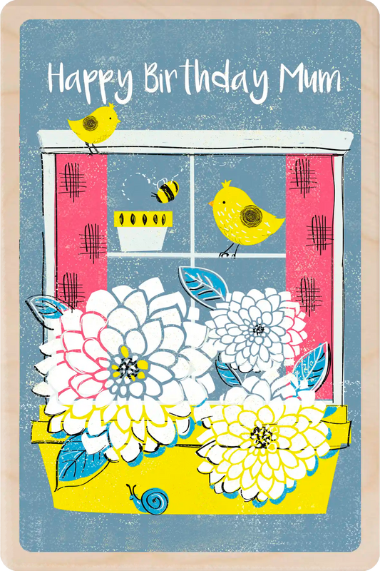 Happy Birthday Mum - wooden postcard to send and to keep - The Wooden Postcard Company