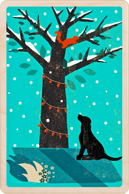 Red Squirrel – Christmas card - Wooden Postcard

Original Christmas illustration printed on sustainable wood. A beautiful card to send, display, or tuck into a stocking.
