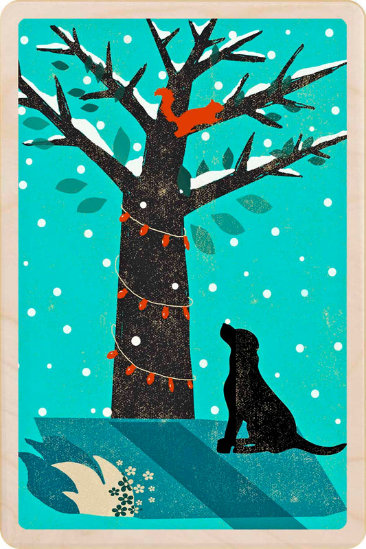 Red Squirrel – Christmas card - Wooden Postcard

Original Christmas illustration printed on sustainable wood. A beautiful card to send, display, or tuck into a stocking.