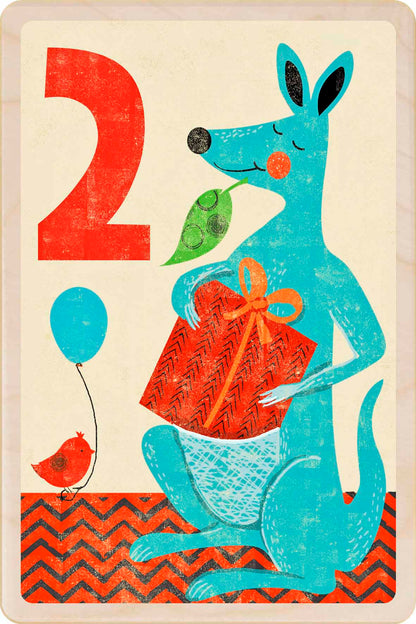 Sustainable children’s birthday postcard – printed on wood, handmade in Suffolk