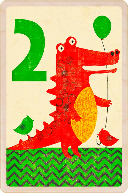 Sustainable children’s birthday postcard – printed on wood, handmade in Suffolk