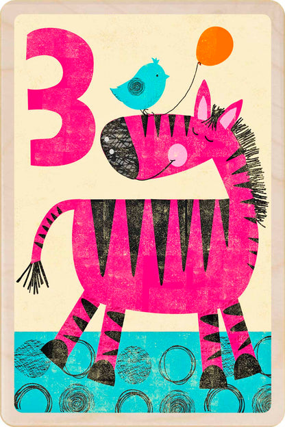 Sustainable children’s birthday postcard – printed on wood, handmade in Suffolk