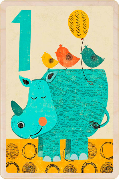 Sustainable children’s birthday postcard – printed on wood, handmade in Suffolk